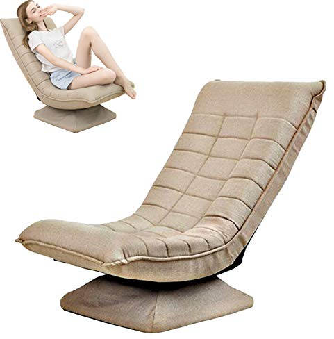 Multifunktionaler Klappbodenstuhl,Gaming Meditation TV 360 °drehbare Liege Ergonomische Rückenlehne Große Größe für Familie Erwachsene Jugendliche Wohnzimmer Schlafzimmer bequemer Sofa Sessel/Khaki