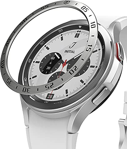 Ringke Bezel Styling für Galaxy Watch 4 Classic 42mm Hülle, Lünette Ring Kleber Abdeckung Kratzfest Edelstahl Schutz für Galaxy Watch4 Zubehör - Silver (42-01)
