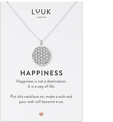 LUUK LIFESTYLE Edelstahl Halskette mit Anhänger für Damen, filigraner Schmuck, Glücksbringer, Freundschafts Kette, Geschenk für Frauen & Mädchen, Lebensblume I Blume des Lebens, silber