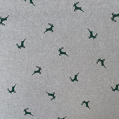 Highland Hirsch Tiere, Baumwoll-Leinenstoff für Vorhänge, Jalousien, Basteltaschen, Nähen, Quilten, Patchwork und Polstermöbel, 140 cm breit (Meterware, Flaschengrün)