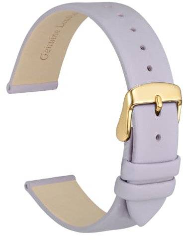 WOCCI 20mm Elegantes Uhrenarmband für Damen mit Goldener Schnalle (Helles Lila)