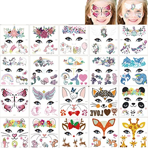 Weploda 20 Stück Tattoo Kinder, Kinder Tattoos, Einhorn Tattoos Set, Wasserdichte Kindertattoos, Rosa Einhorn Tattoo Aufkleber, Mitgebsel Einhorn Geburtstag, Einhorn Geschenke Für Mädchen