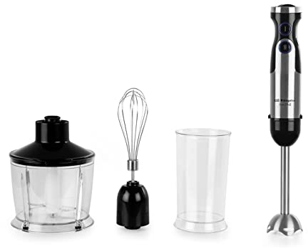 Orbegozo BT 2770 - Batidora mano, potente motor DC, selector de velocidad, acero inoxidable, mango ergonómico, accesorios, función turbo, libre de BPA, accesorios aptos para lavavajillas,1200 W