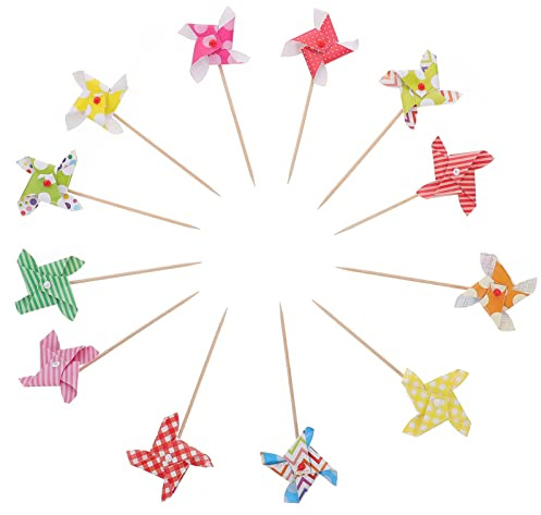 Wedding Cupcake Topper Cupcake Topper 24pcs Funny Pinwheel Cupcake Toppers Picks Windmill Rainbow Windmill Party Pinwheels DIY Pinwheel for Wedding Cupcake Topper Cupcake Topper