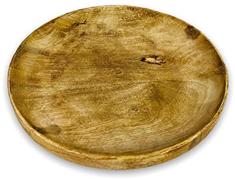 BUSDUGA 2944 Dekoschale Mango Holz 29x29x3,5cm runde Holzschale Tablett