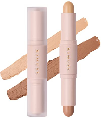 KIMUSE 2 couleurs bi-crème Contouring Stick, Highlight & Contour Bronzer Stick à emporter partout, Long Longue durée et étanche Contour Sticks Kit S’estompe facilement : Texture Onctueuse