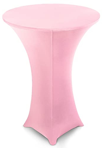 Ryoizen Stretch Stehtischhusse Ø 80-85cm dehnbarer hochwertige Moderne Abnehmbarer Waschbarer Tisch-Überzug Husse für Bistrotisch/Stehtische/Hotel Party Bankett,Hell-Pink
