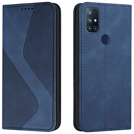 Mo-Somnus Kompatibel mit OnePlus Nord N10 5G Hülle, Magnet PU Leder Flip Wallet Case Tasche Handyhülle, Stoßfeste Schutzhülle OnePlus Nord N10 5G Brieftasche Klapphülle mit [Kartenfächer] (Blau)
