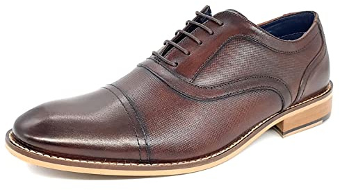 Herbert Frank Holborn Mens Leather Lace Up Formal Oxford Cap Shoes