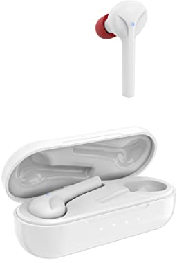 Hama Bluetooth Kopfhörer Spirit Go (In Ear Kopfhörer mit Mikrofon, True Wireless Earbuds mit Ladestation, besonders leicht, Laufzeit 20h, kabellose Kopfhörer mit Sprachsteuerung) weiß
