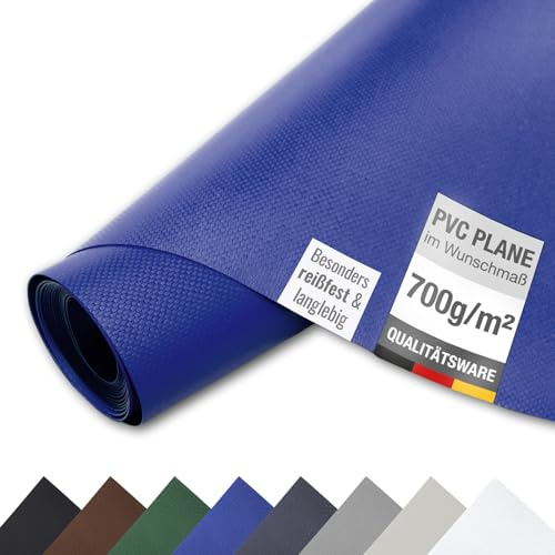 ANKO PLANEN bâche de Protection en PVC 700 g/m², Lourde, imperméable, résistante aux UV et indéchirable – bâche de Camion Mate pour Jardin, Industrie, Piscine et remorque (Bleu, 2,5 m x 6 m)