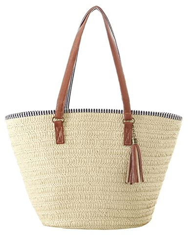 Damen Stroh Schultertasche Damen Basttasche Einzelne Umhängetasche Große Strohtasche Sommer Strandtasche Gewebt Korbtasche Flechttasche Stroh Basttasche Damen Sommer Strohtasche Sommer Strandtasche