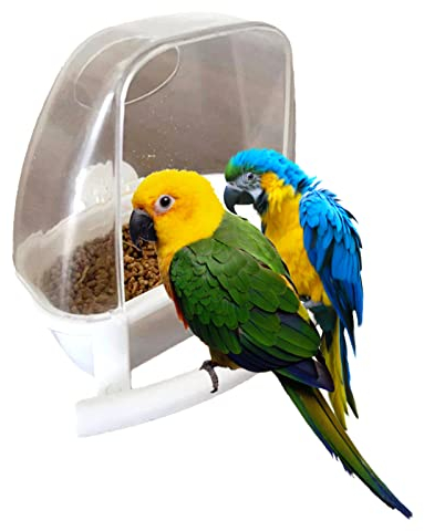 PMELCXD Plastic Parrot Feeding Cups, Plastic Bird Cage Cups, Bird Cage Feeder, Birds Food Dish Parrot Feeders Water Cage Bowls for Pet Outdoor Parrot Macaw Small Animals (White)