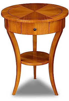 stilwohnen Biedermeier Beistelltisch rund Kirsche, mit Schublade