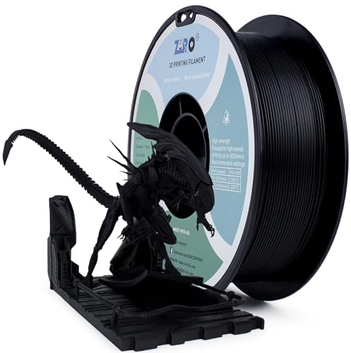 ZIRO Hochgeschwindigkeits PLA Filament, HS-PLA Filament 1.75mm Schnelles Drucken für 3D Drucker, Maßgenauigkeit +/-0.02mm, Hoher Durchfluss, Schnelles PLA 30-600mm/s, 1kg Spule, Schwarz