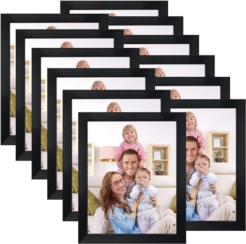 Giftgarden 12 Stück Bilderrahmen Set 20x25 cm für 25x20 Fotos und Bilder, Schwarz Fotorahmen Collage, Wand- oder Tischaufsteller - Geschenk Freund
