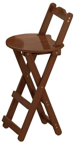 Bambus Klappbar Barhocker, 63cm/75cm Küche Stuhl Hocker mit Rückenlehne, Faltbar Counter Höhe Hochstuhl, Frühstück Hocker für Garten, Schlafzimmer, Esszimmer, Balkon (Color : Brown, Size : 63cm/25in