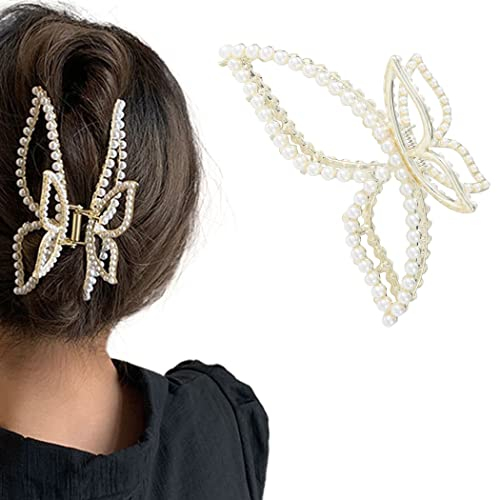 Generse Große Haarklammer mit Perlen, rutschfeste Metall-Haarspangen, starker Halt, Haar-Accessoires für Damen und Mädchen (1 Stück)