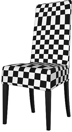 Stuhlhussen, schwarz-weiß Karierter Druck, Esszimmerstuhl-Schutzbezug, dehnbarer Stuhlbezug für Esszimmer, Küche, Hotel