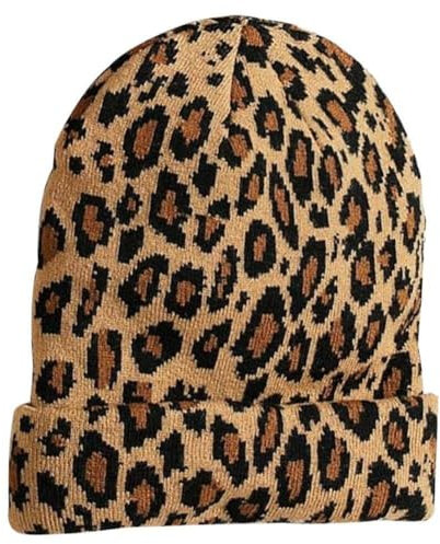 1pc Damen Winter Leopard Hut Mode Frauen Wolle Warme Gestrickte Hüte Animal Print Beanies Kappe Verdicken Motorhaube