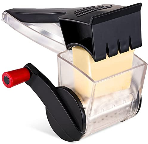 GDL Cheese Grater with Handle, Compact Parmesan Cheese Grater for Kitchen, Dishwasher Safe Manual Rotary Grater with Stainless Steel Blade for Cheese, Nuts, Chocolate