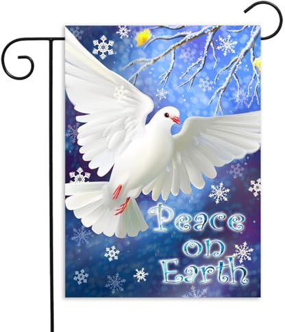 Peace Dove vertikale doppelseitige Gartenflagge, Flaggen für den Außenbereich, 30,5 x 45,7 cm, Winterhof, Outdoor, Rasen, Bauernhaus, Dekoration, Erdfrieden, kleine Gartenflagge