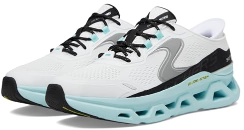 Skechers Men's Hands-Free Slip-ins Glide-Step Altus Sneaker, White Hotmelt Mesh Blue Trim, 45.5 EU