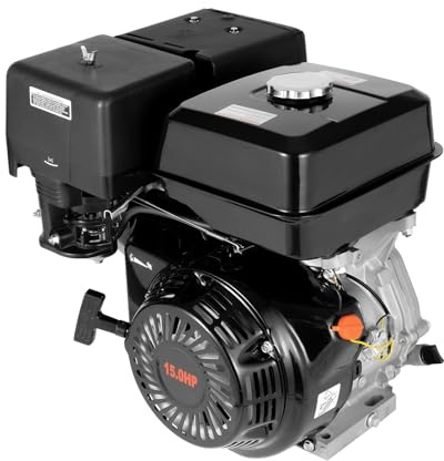 Motore a Scoppio, Motore Benzina 15CV Monocilindro, Motore a Benzina Motore a 4 Tempi, Spostamento 420cc, Motore per Kart Potenza 9700W, Raffreddato ad Aria, con Allarme Olio, Avviamento a Fune