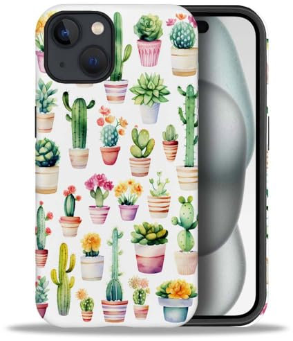 CARLOCA Compatible with iPhone 15 Case,Cacti of Different Shapes Case for iPhone 15 Case Soft TPU + Hard PC 2 in 1,Shockproof Anti-Scratch Protective Case for iPhone 15 6.1-inch