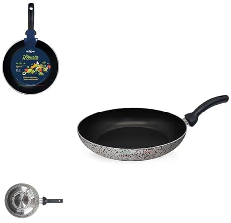 Padella Antiaderente Bassa, Vari Diametri, in Alluminio, Pentola per Fornelli a Gas ed Elettrici, Senza PFOA, Ideale per Cucinare Friggere Brasare, Manico Ergonomico, Made in Italy (Ø 30 cm)