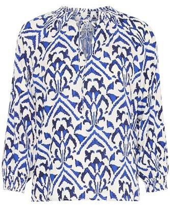 ICHI IXSAMSINA MS Damen Bluse Blusenshirt mit 3/4-Arm V-Ausschnitt Kordel Regular fit, Größe:42, Farbe:Strong Blue (184051)