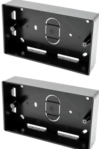 Surface Mounted Electrical pattress Box, Double Installation, Black 2 Gang (2 PACK)