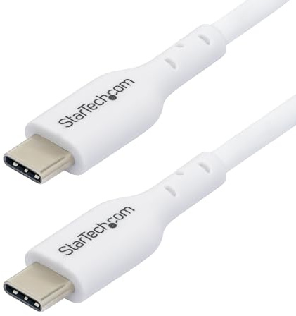 StarTech 3m USB-C Ladekabel, 60W (3A) PD, USB 2.0, Weiß (USB2CC3MWHE) | Laden & Synchronisieren, Laptop-Ladekabel, TPE-Mantel, Vernickelte Stecker, RoHS-konform