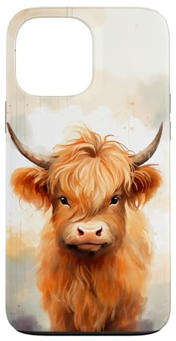 iPhone 13 Pro Max Highland Cow Watercolor Art Case