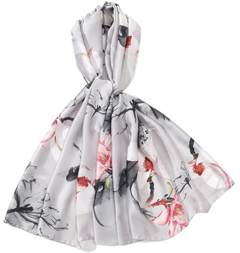 FAIRYGATE Seidenschal Damen Elegant Schal Groß Stola 180 x 90 cm mit Bunten Prints Halstuch Tuch für Frauen Kopftuch Tücher Schals Seidenschal Elegante 97026