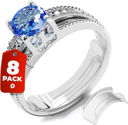 Ring Adjuster for Loose Rings - Ring Size Reducer, Guard, Holder - Spiral Silicone Tightener Set with Polishing Cloth - Ring Snuggies, Clips, Jewellery Making Accessories
