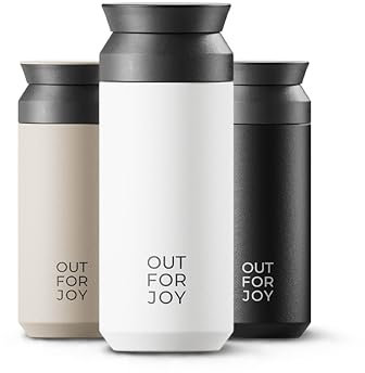 OUT FOR JOY Stainless Steel Thermal Mug, 350 ml, Coffee Mug to Go, Leak-Proof, Double-Walled Insulated, Coffee to Go and Tea to Go Travel Tumbler, Keeps Hot for 4 Hours / Cold for 8 Hours (White)