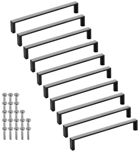 SOTECH 10 Stück Möbelgriffe BLACKLINE XI BA 160 mm schwarz matt (Länge 167 mm, Breite 12 mm, Höhe 27 mm) Alu Küchengriffe