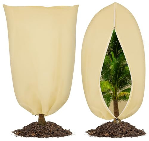 Hjh Protección para plantas de invierno, 2 unidades, protección invernal para plantas en macetas, protección contra heladas, protección contra el frío, transpirable, resistente al desgarro,
