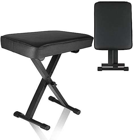 ASelected Piano Stool Folding Black Music Piano Stool 6Cm Padded Comfortable Folding Piano Bench X-Style Padded Folding Piano Bench for Electronic Digital Keyboards Pianos