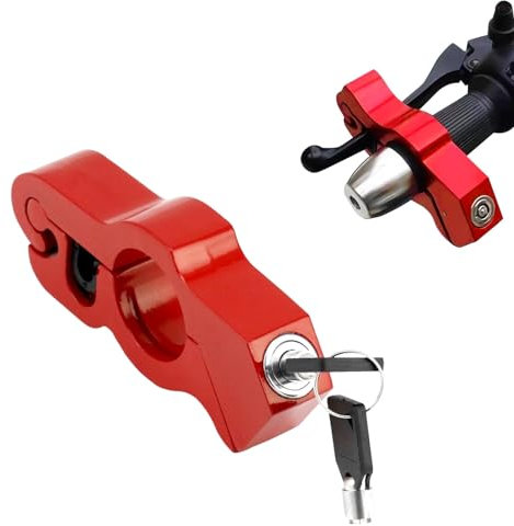 Quixotical Cerradura de Manillar de Motocicleta, Cerradura de Acelerador de Motocicleta Multifunción, Cerradura de Acelerador de Motocicleta de Aleación de Aluminio, para Moto Antirrobo (Rojo)