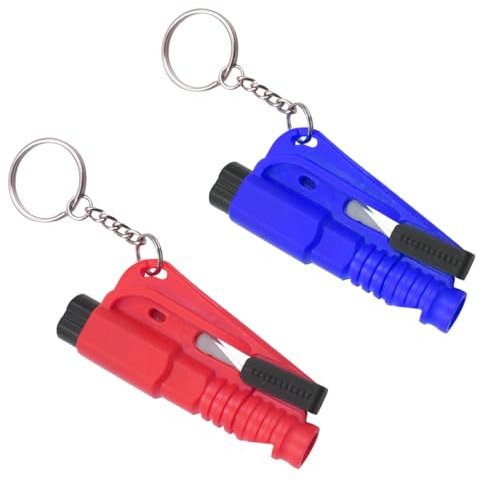 2pcs Car Escape Tool mit Clip Car Safety Keychain: 2 in 1 Seatbelt Cutter und Window Breaker, Car Safety Hammer, Seatbelt Cutter, Emergency Hammer mit Seatbelt Cutter, Escape Tool für Autos, Busse