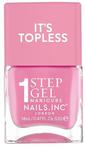 Nails Inc It's Topless Gel-Like Nail Polish, 4-in-1 Base Coat, Treatment, Colour & Top Coat, Long Lasting, Strong, Chip Free Nails, Glossy Salon Quality Manicure, Air Dry Nail Polish, Miley, 14 ML