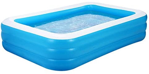 KOOSREEL Piscina Gonfiabile, Piscina Rettangolare Grande Famiglia Giardino Balcone 210 cm x 135 cm x 60 cm, Blu