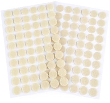 cyclingcolors Adhesivo Redondo Doble Cara Pegajoso Monedas Lunares Puntos Adhesivo Cintas Gancho Bucle para Materiales Enseñanza Escolar Uso Doméstico 60 pares 15mm, crema claro