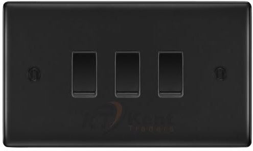 BG Matt Black 3 Gang Intermediate Light Switch Custom Grid Switch