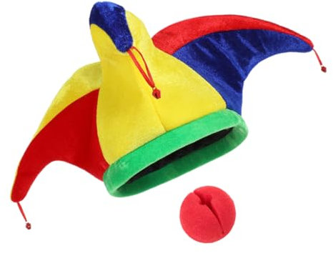 COLLBATH Kopfbedeckung Clown Mit Glöckchen Lustiger Hut Clownnase Karnevals-mottopartyhut Zubehör Für Maskerade Cosplay Requisiten