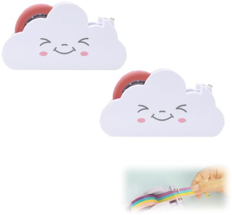 HAMKU 2 Stück Klebebandspender Klebebandabroller Und Regenbogen Klebebandrolle Klebeband Abroller In Form Von Wolke Nachfüllbarer Tischabroller Für Büro Und Zuhause