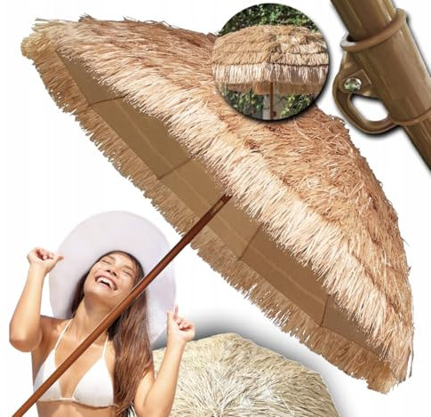 MTA Hawaii Sonnenschirm: Großer Balkon- und Strandschirm, UV-Schutz, Stabiler Gartenschirm, Verstellbar, Ideal für Terrasse und Strand, Boho-Stil, Hochwertig, cm, Grün