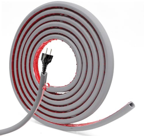 Passe Cable Sol Cache, Fil Électrique Sol Auto-Adhésif Petit Canal de Câble Flexible pour Le Maison, Le Bureau, Le Bureau, Le Concert, etc. Protection des Fil électrique(3 Mètres-Gris)